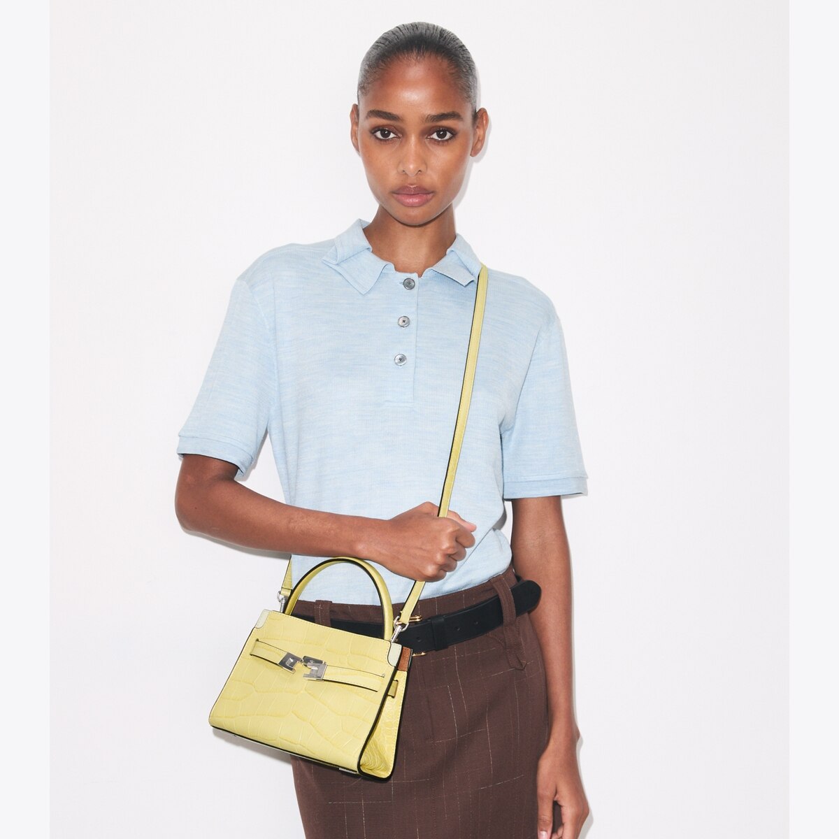 Petite Lee Radziwill Croc-Embossed Double Bag: Women's Designer
